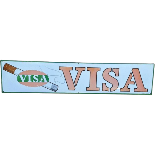 Groot Vintage Emaille Bord Met Reclame Voor Visa-Sigaretten.