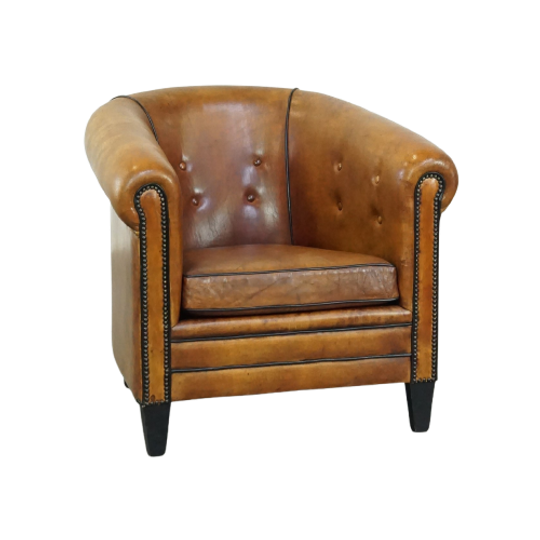 Mooie Grote, Luxe Schapenleren Clubfauteuil Met Een Unieke Uitstraling 1
