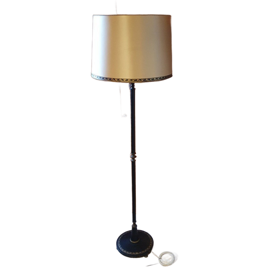 Klassiek - Vloerlamp - Staande Lamp - Met Leder Omkleed -1950 1