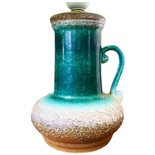 Vintage Lampenvoet Keramiek Groen Strehla West Germany 1