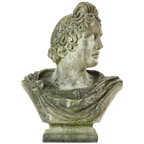 Prachtige Verweerde Apollo Buste Tuinbeeld Gegoten Steen 65cm thumbnail 1