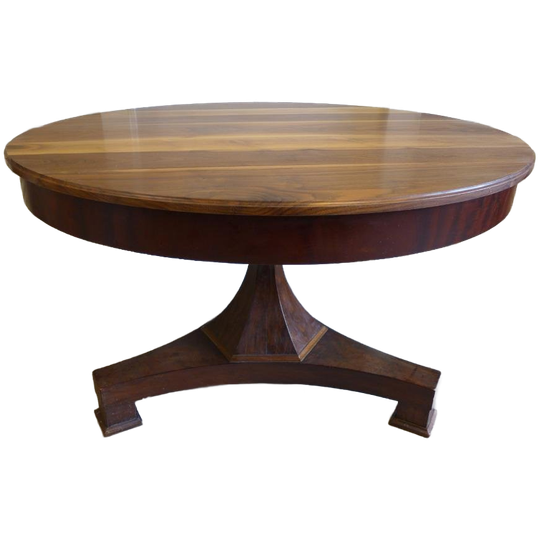 Prachtige Antieke Ronde Empire Mahonie Eettafel 126 Cm 1