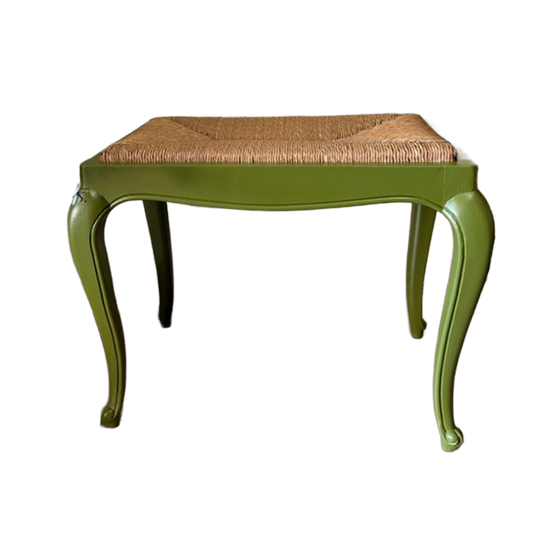 Vintage Kruk Met Gevlochten Rotan Zitting 1