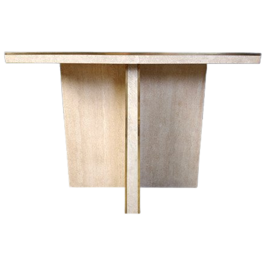 Vintage Travertine And Brass Console Table, 1970s 1