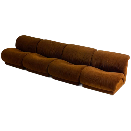 Mid-century Vintage Modulaire Bank Van Doimo In Prachtige Bruine Stof 1