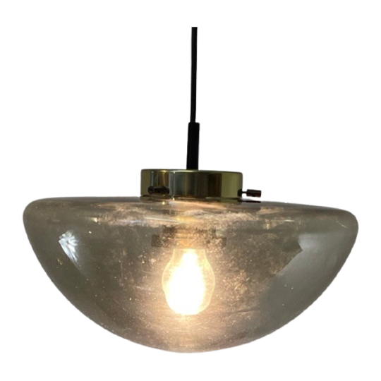 Space Age Design - Raak Amsterdam - B 1065 - Hanging Pendant - ‘goudschaal’ - Smoked Glass And Br 1