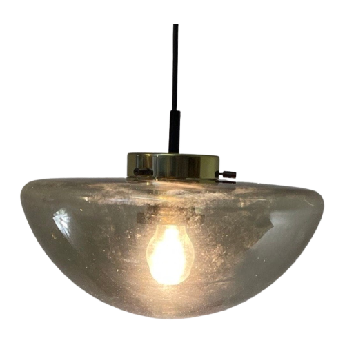 Space Age Design - Raak Amsterdam - B 1065 - Hanging Pendant - ‘Goudschaal’ - Smoked Glass And Br