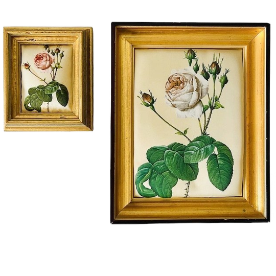 Set Vintage Zijden Schilderijtjes Rozen 1