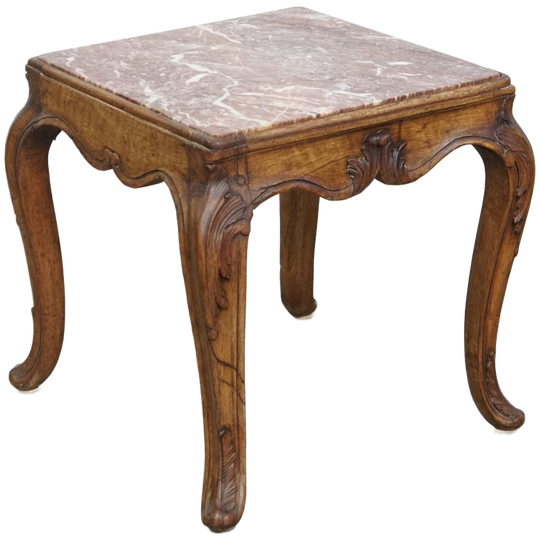Geweldig Antiek Frans Eind 18e Eeuws Vierkant Bijzettafeltje Met Een Houten Frame 1