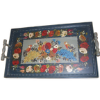 Grote Vintage Houten Dienblad 54x32 Cm Bloemen Desing thumbnail 1