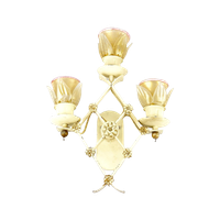 Vintage Cast Iron Wall Lamp Met Bloemenglazen Tinten, Mid Century Sconce, Wrought Iron