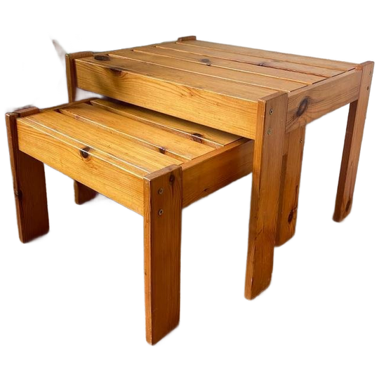 Vintage Mid Century Grenen Side Tables Bijzettafels 1