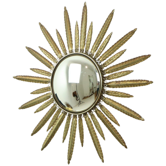 Mid Century Verkoperd Metalen Zonnespiegel Deknudt Convex 55cm 1
