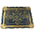 Vintage Florentijns Dienblad Donkerblauw Goud thumbnail 1