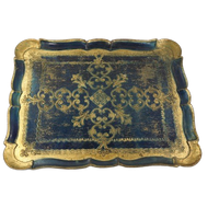 Vintage Florentijns Dienblad Donkerblauw Goud
