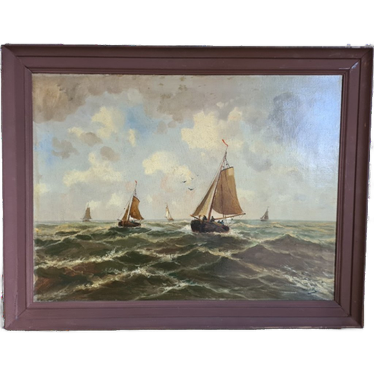 Zeegezicht - Schilderij Met Zeilboten - Van Dijk 1