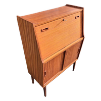 Vintage Secretaire, Klep Bureau, Schijftafel