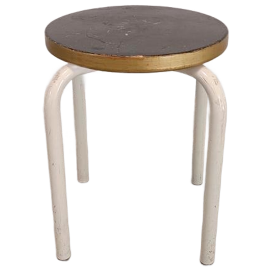 Vintage Metaal En Hout Kruk 1