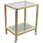 Vintage Bar Cart Trolley Serveerwagen Regency Messing Glas thumbnail 1