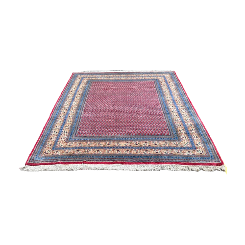 Handgeknoopt Perzisch Sarough Mir Vloerkleed 245X295Cm - Vintage Tapijt - Rood Beige Blauw- Reliving