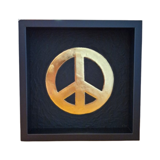 Peace Logo 23ct Goud Verguld Kunstwerk In Lijst 1