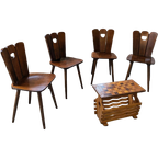 4 Vintage Houten Eet-Stoelen Uit De Jaren 50S/60S thumbnail 1