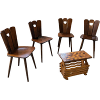 4 Vintage Houten Eet-Stoelen Uit De Jaren 50S/60S