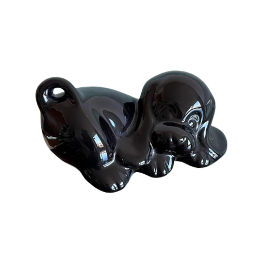 Vintage Jaren 70 Puppy Beeld Zwart Hond Hondje Beeldje 1