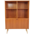 Vintage Deense Boekenkast Met Klep Teak Fineer thumbnail 1