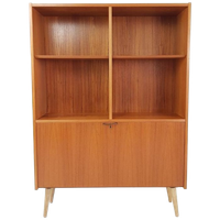 Vintage Deense Boekenkast Met Klep Teak Fineer