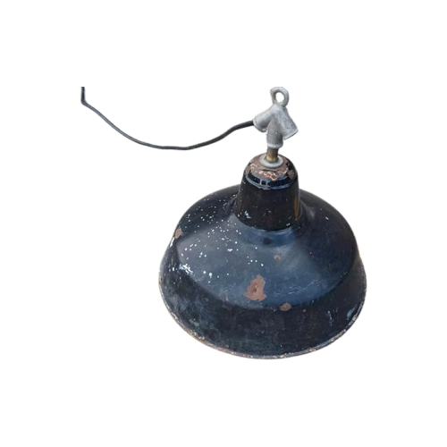 Vintage Oude Industriële Hanglamp, Zwart