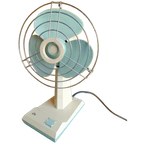 Vintage Ventilator, Tafelventilator, Pastel Blauwe Waaier thumbnail 1
