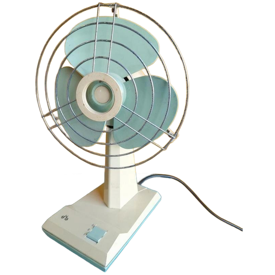 Vintage Ventilator, Tafelventilator, Pastel Blauwe Waaier 1
