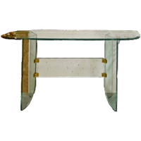 Vintage Glazen Sidetable Met Facet Geslepen Randen