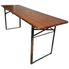 Vintage Houten Inklapbare Tafel Met Ijzeren Frame thumbnail 1
