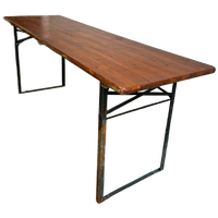 Vintage Houten Inklapbare Tafel Met Ijzeren Frame