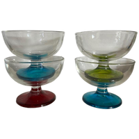 4X Vintage Ijscoupe Glas Gekleurd