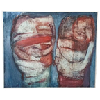 Vintage Origineel Schilderij, "dubbelportret", M.w. Hendeiks thumbnail 1