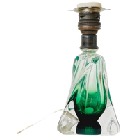 Mid-century Lampenvoet Groen Glas Val Saint Lambert 1950’s