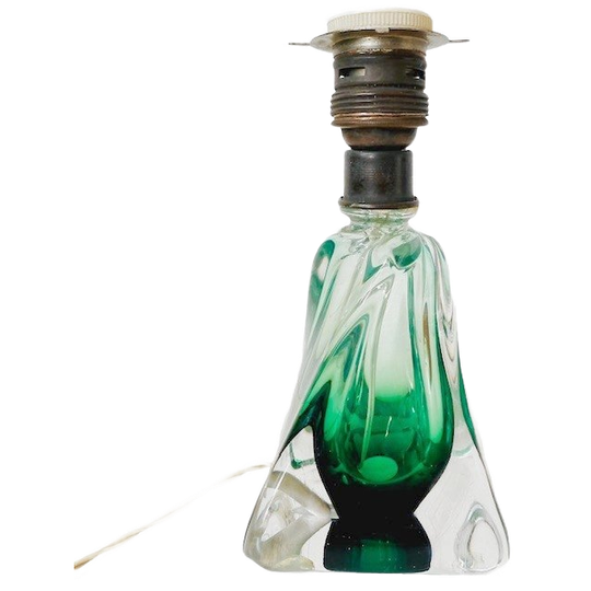 Mid-century Lampenvoet Groen Glas Val Saint Lambert 1950’s 1