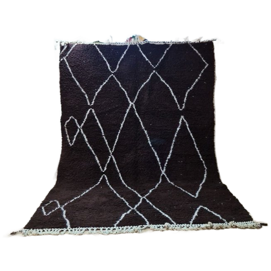 Large Chocolate Brown Beni Ouarain Rug, 300x200cm, Hand-knotted Wool 1