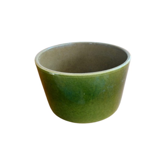 Vintage Groene Keramieken Bloempot Retro 1