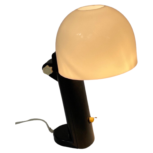 Fuder - Mushroom Table Lamp - Black Plastic Base And Adjustable White Acrylic Shade
