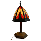 Art Deco / Amsterdam School - Stained Glass Table Lamp - Bronze Base - In The Style Of Tuschinski thumbnail 1