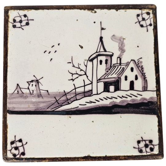 Delft - Mangaan Tegel - Gebouw - Landschap - 19e Eeuw 1