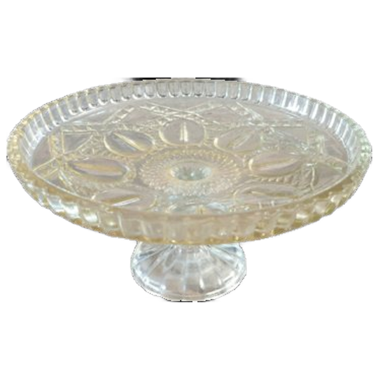 Art Deco Glazen Schaal Op Voet Gele Gloed 1