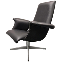 Goldsiegel Vintage Draaifauteuil Zwarte Draaistoel Jare 60