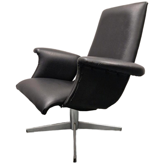 Goldsiegel Vintage Draaifauteuil Zwarte Draaistoel Jare 60 1