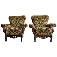 Set 2 Vintage Barok Clubzetels /retro Éénzit /louis Quinze