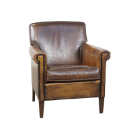 Subtiele, Stoere, Donkere En Strak Afgewerkte Schapenleren Fauteuil/armchair Met Veel Karakter